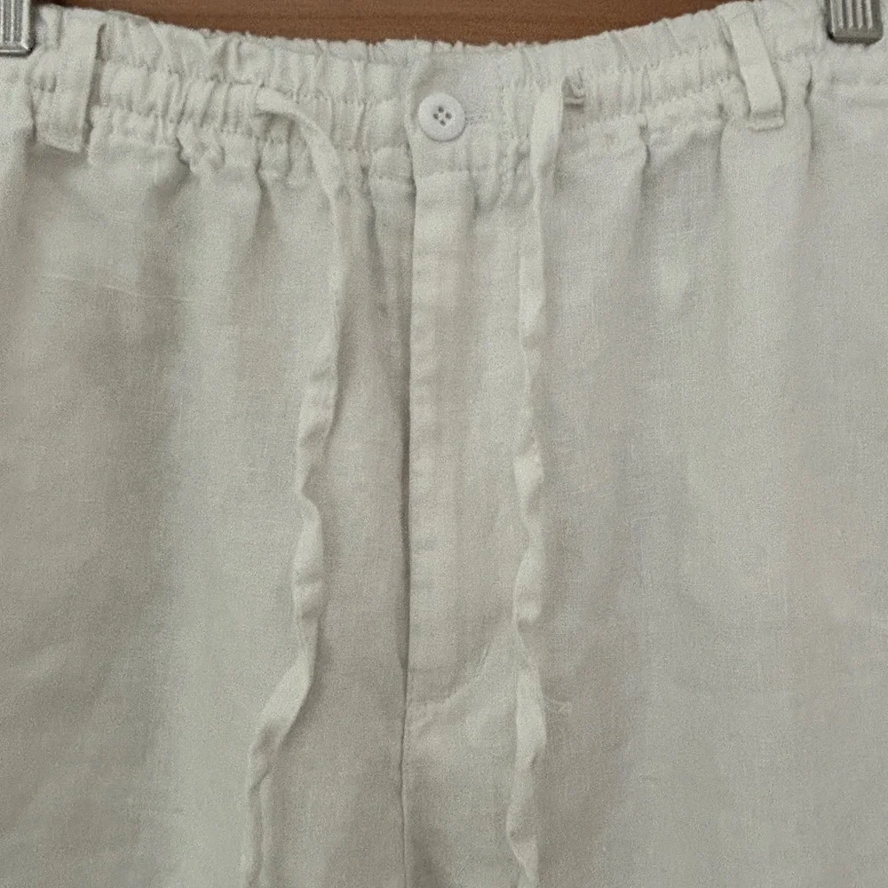 Drawstring White Linen Pants - Picture 3 of 6